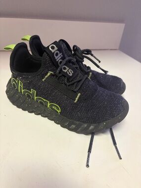 adidas Kids Black Sneakers with Neon Green Accents